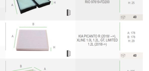 FILTRO CABINA REDFIL KIA PICANTO R2018