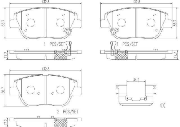 PAST. FRENO BREMBO (D) SONATA (11) OPTIMA (11-16) D1444 8595