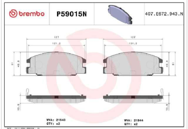 PAST. FRENO BREMBO (D) LUV 2200 2300 TROOPER 2300 RODEO 2300