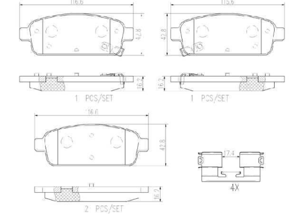 PAST. FRENO BREMBO (P) CRUZE (11-15) ORLANDO D1468 8668