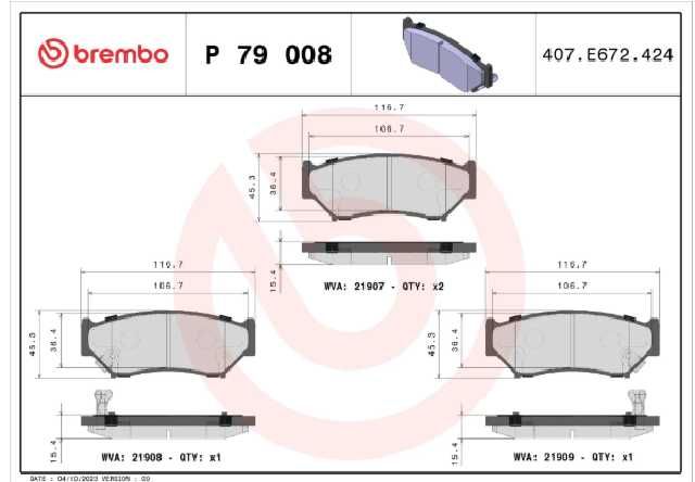 PAST. FRENO BREMBO (D) VITARA 5P GRAND VITARA 3P