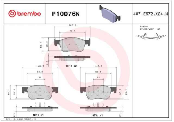 PAST. FRENO BREMBO (D) SAIL 1.5 (16-)