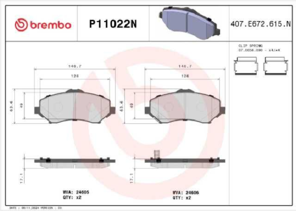 PAST. FRENO BREMBO (D) NITRO (07-11) LIBERTY (08-12) WRANGLER (07-10)