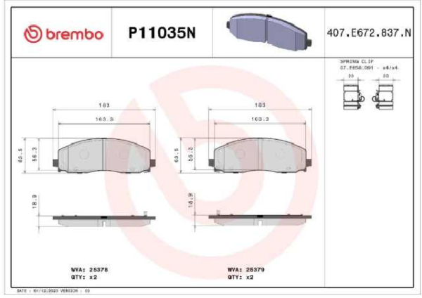 PAST. FRENO BREMBO (D) GRAND CARAVAN (2015) JOURNEY (12-17) WRANGLER (18-19)