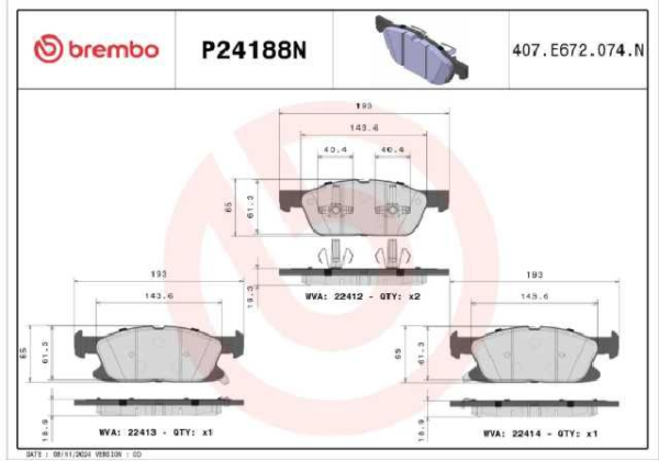 PAST. FRENO BREMBO (D) EDGE (16-21)