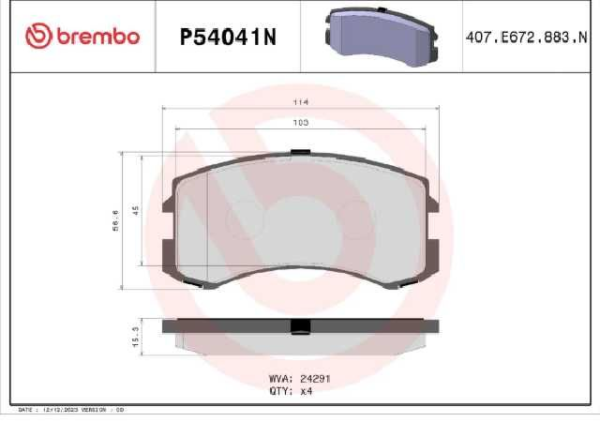 PAST. FRENO BREMBO (D) LANCER (02)