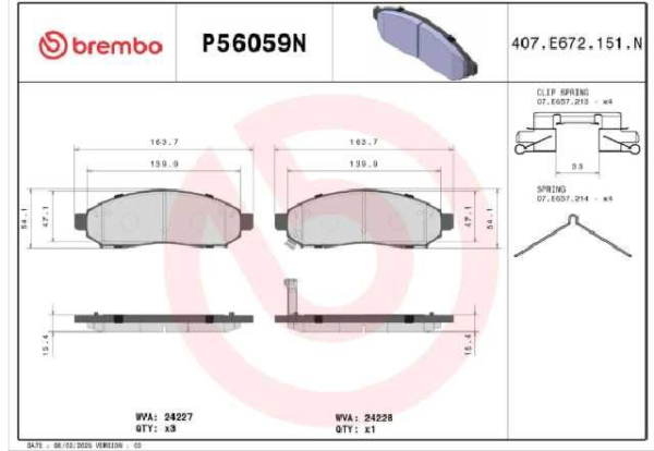 PAST. FRENO BREMBO (D) PATHFINDER (05-12) FRONTIER (05-15) NAVARA