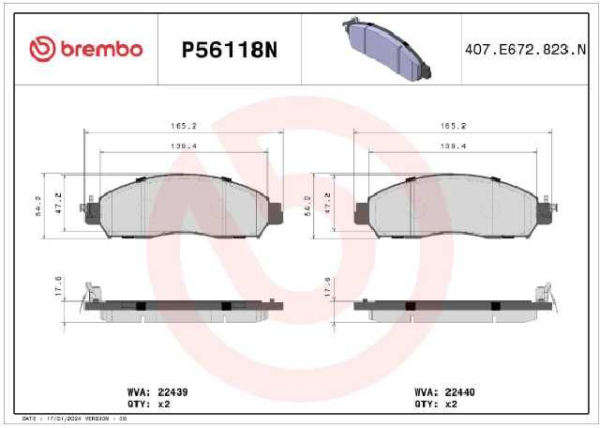 PAST. FRENO BREMBO (D) NP300 FRONTIER (15-19) RICH 6