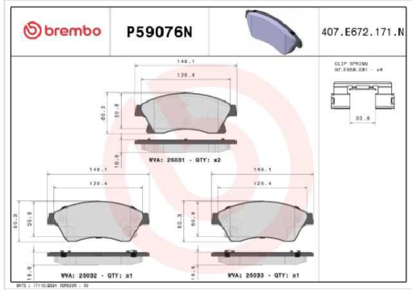 PAST. FRENO BREMBO (D) CRUZE (-15) TRACKER (-16) ORLANDO