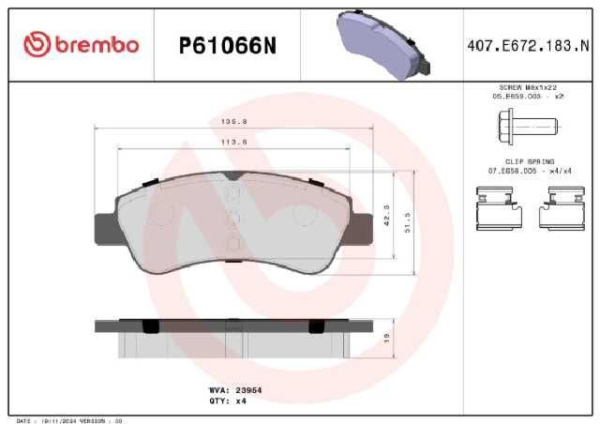 PAST. FRENO BREMBO (D) C2 (02-) 206 1.6 207 301 (19-) 207 208 (15-) 2008 (13-) C-ELYSEE MAVETAXI C3 1.6 (19-21)