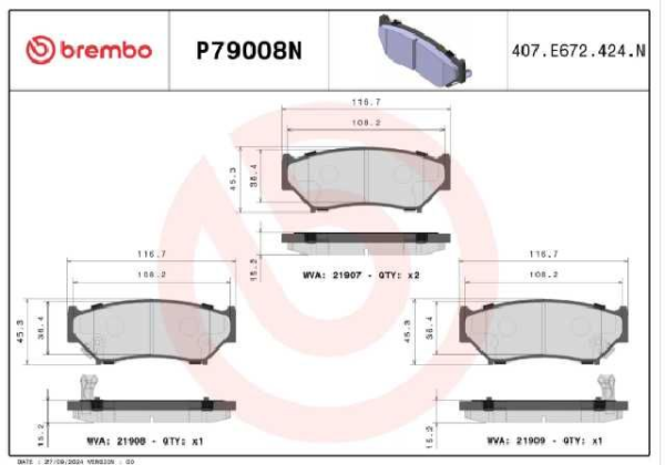 PAST. FRENO BREMBO (D) VITARA 5P GRAND VITARA 3P