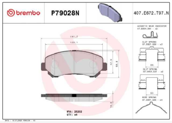 PAST. FRENO BREMBO (D) QASHQAI XTRAIL T31