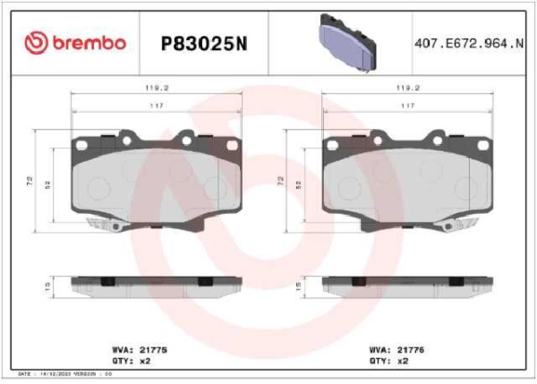 PAST. FRENO BREMBO (D) TUNLAND 4X4