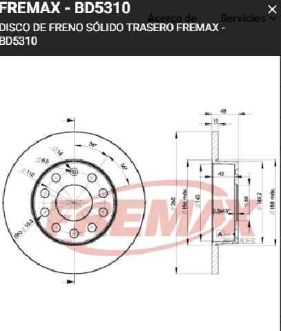 DISCOS FRENO FREMAX (P) BORA JETTA 260MM