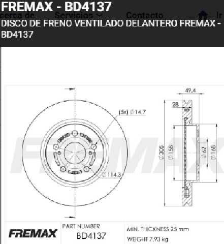 DISC FRENO HF 305MM TOYOTA RAV4 2.0 18-23 COROLLA CROSS HYBRIDO 1.8 22-25 (V-D) BD 4137