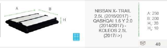 FILTRO DE AIRE NISSAN XTRAIL QASHQAI